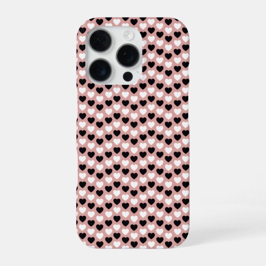 Retro Hearts Pink Black & White iPhoneケース (裏面)