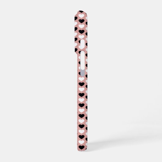 Retro Hearts Pink Black & White iPhoneケース (左側面)