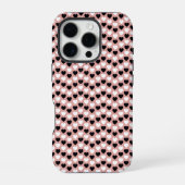 Retro Hearts Pink Black & White iPhoneケース (裏面)