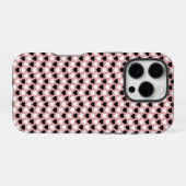 Retro Hearts Pink Black & White iPhoneケース (裏面横)