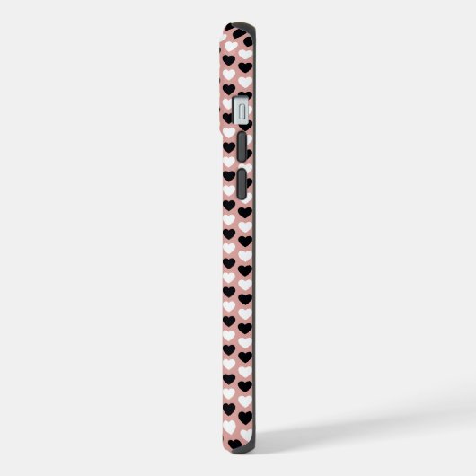 Retro Hearts Pink Black & White iPhoneケース (左側面)