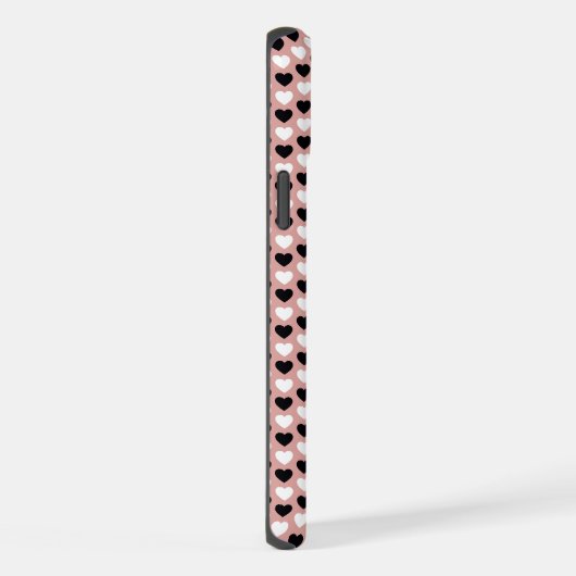 Retro Hearts Pink Black & White iPhoneケース (右側面)