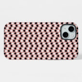 Retro Hearts Pink Black & White iPhoneケース (裏面横)