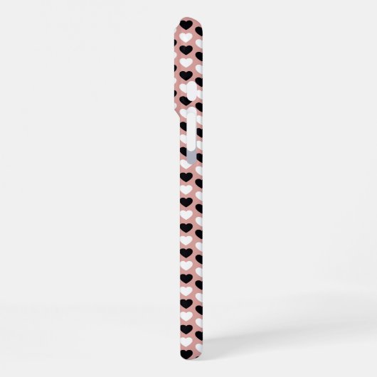 Retro Hearts Pink Black & White iPhoneケース (左側面)