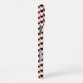 Retro Hearts Pink Black & White iPhoneケース (右側面)