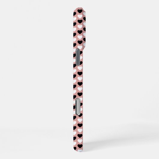 Retro Hearts Pink Black & White iPhoneケース (右側面)