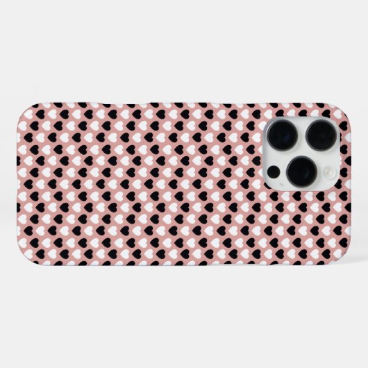 Retro Hearts Pink Black & White iPhoneケース (裏面横)