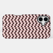 Retro Hearts Pink Black & White iPhoneケース (裏面横)