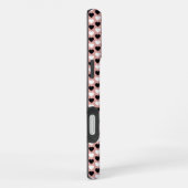 Retro Hearts Pink Black & White iPhoneケース (右側面)