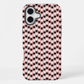 Retro Hearts Pink Black & White iPhoneケース (裏面)