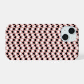Retro Hearts Pink Black & White iPhone 15ケース (裏面横)
