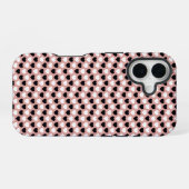 Retro Hearts Pink Black & White iPhone 16ケース (裏面横)