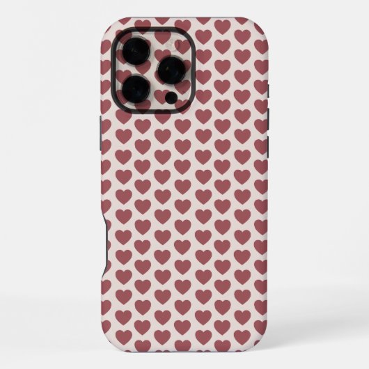 Retro Hearts Pink Burgundy Y2K Style iPhoneケース (裏面)