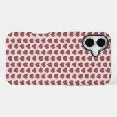 Retro Hearts Pink Burgundy Y2K Style iPhoneケース (裏面横)