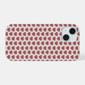 Retro Hearts Pink Burgundy Y2K Style iPhone 15ケース (裏面横)