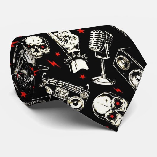 Retro Heavy Metal Pattern ネクタイ (ロール)