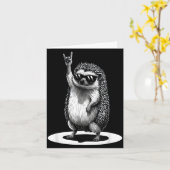 Retro Hedgehog Rock Music Men Kids Women Funny Ani カード (黄色い花)