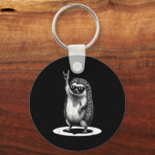 Retro Hedgehog Rock Music Men Kids Women Funny Ani キーホルダー (正面)