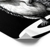 Retro Hedgehog Rock Music Men Kids Women Funny Ani ポスター (角)