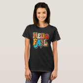 Retro Hello Fall Leopard Groovy Fall Autumn Seaso Tシャツ (正面フル)