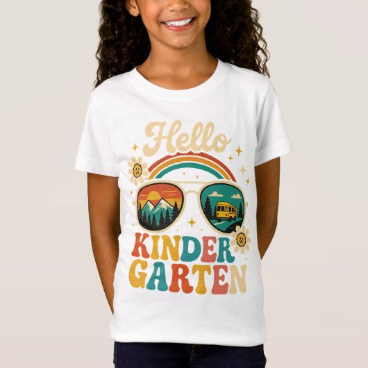 Retro Hello Kindergarten Back to School Sunglasses Tシャツ (正面)