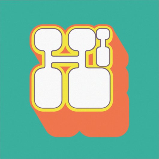 Retro Hi Turquoise Orange シール (正面)