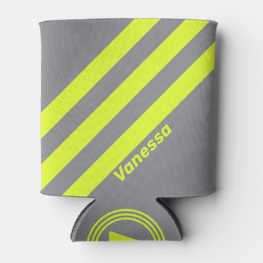 Retro HI VIS Three Stripes with Name 缶クーラー (正面)