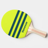 Retro HI VIS Yellow Three Across Stripe with Name 卓球ラケット (横)