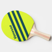 Retro HI VIS Yellow Three Angled Stripe with Name 卓球ラケット (横)