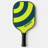 Retro HI VIS Yellow Three Circle Stripe with Name ピックルボールラケット (裏面)