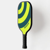 Retro HI VIS Yellow Three Circle Stripe with Name ピックルボールラケット (左)