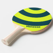 Retro HI VIS Yellow Three Circle Stripe with Name 卓球ラケット (正面アングル)