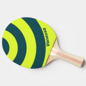 Retro HI VIS Yellow Three Circle Stripe with Name 卓球ラケット (横)