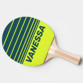 Retro HI VIS Yellow Three Horizon Stripe with Name 卓球ラケット (横)