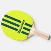 Retro HI VIS Yellow Three Pin Stripes with Name 卓球ラケット (横)