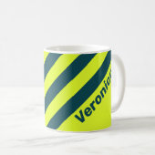 Retro HI VIS Yellow Three Stripes with Name コーヒーマグカップ (正面右)