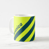 Retro HI VIS Yellow Three Stripes with Name コーヒーマグカップ (正面左)