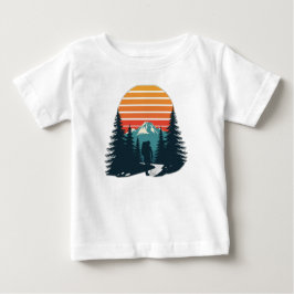 Retro Hiker Mountain Adventure  ベビーTシャツ