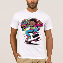Retro Hip Hop Skateboarder Tシャツ