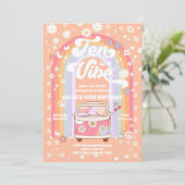 Retro Hippie 10th Birthday Invitation 招待状 (スタンド正面)