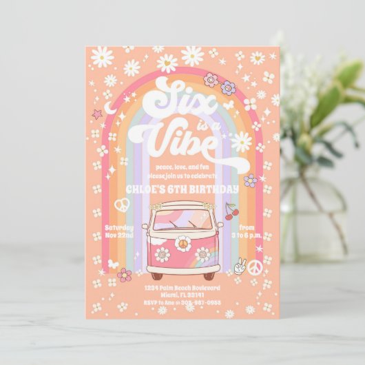 Retro Hippie Birthday Invitation 招待状 (スタンド正面)