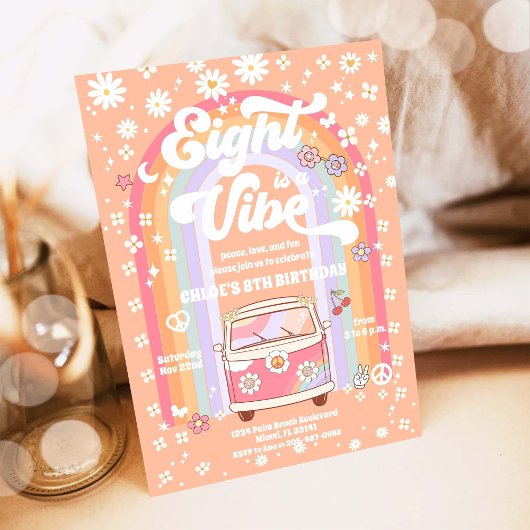 Retro Hippie Birthday Invitation 招待状