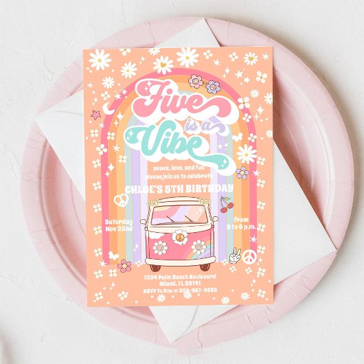 Retro Hippie Birthday Invitation 招待状