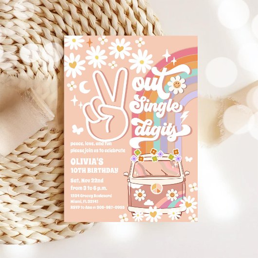 Retro Hippie Birthday Invitation 招待状