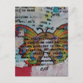 Retro Hippie Butterfly Woman Mixed Media Collage ポストカード (正面)