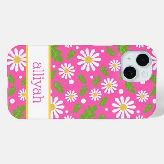 Retro Hippie Flowers Daisy Pattern Case-Mate iPhoneケース (裏面 (横))