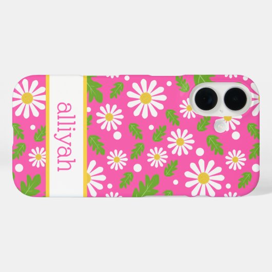 Retro Hippie Flowers Daisy Pattern Case-Mate iPhoneケース (裏面 (横))