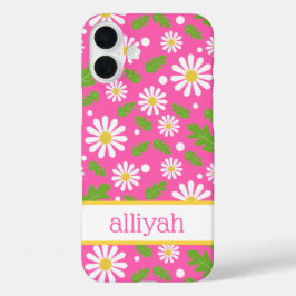 Retro Hippie Flowers Daisy Pattern iPhone 16 Plusケース