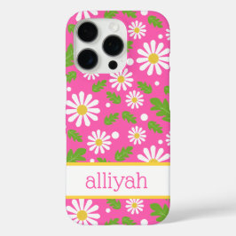 Retro Hippie Flowers Daisy Pattern iPhone 16 Proケース