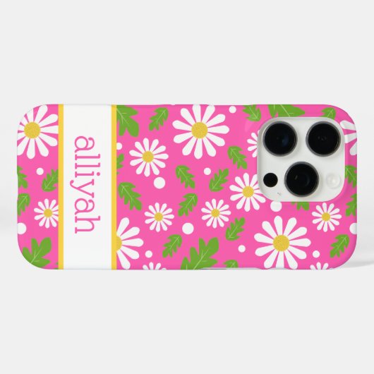 Retro Hippie Flowers Daisy Pattern Case-Mate iPhoneケース (裏面 (横))